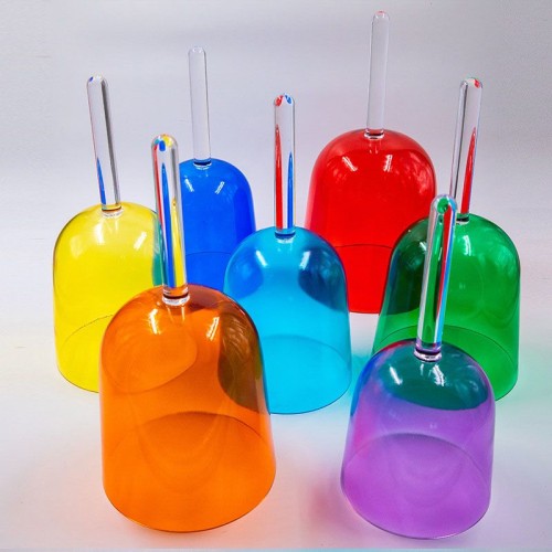 Colorful Clear Handheld Crystal Singing Bowl For Sound Healing Meditation With Carry Bag