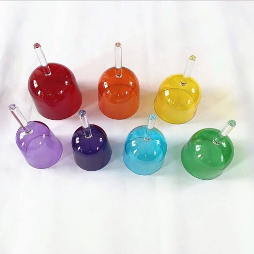 Colorful Clear Handheld Crystal Singing Bowl For Sound Healing Meditation With Carry Bag