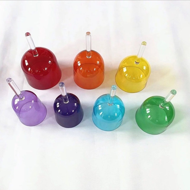 Colorful Clear Handheld Crystal Singing Bowl For Sound Healing Meditation With Carry Bag 