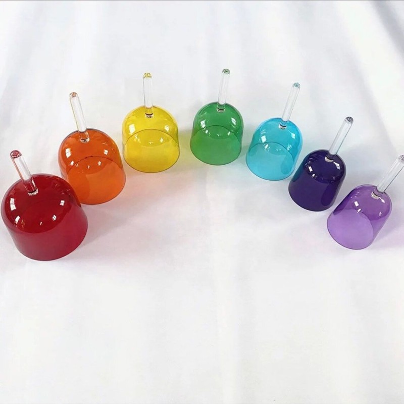 Colorful Clear Handheld Crystal Singing Bowl For Sound Healing Meditation With Carry Bag