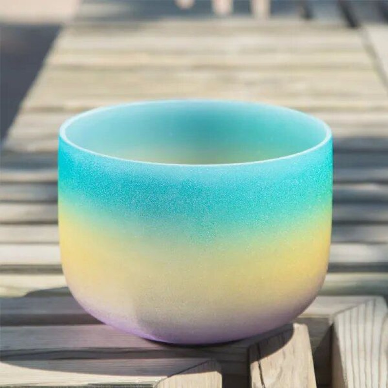 TOFOU Rainbow Color Crystal Singing Bowl For Chakra Sound Healing 440Hz/432Hz Meditation Bowl in Perfect Pitch 
