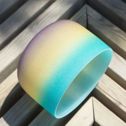 TOFOU Rainbow Color Crystal Singing Bowl For Chakra Sound Healing 440Hz/432Hz Meditation Bowl in Perfect Pitch  